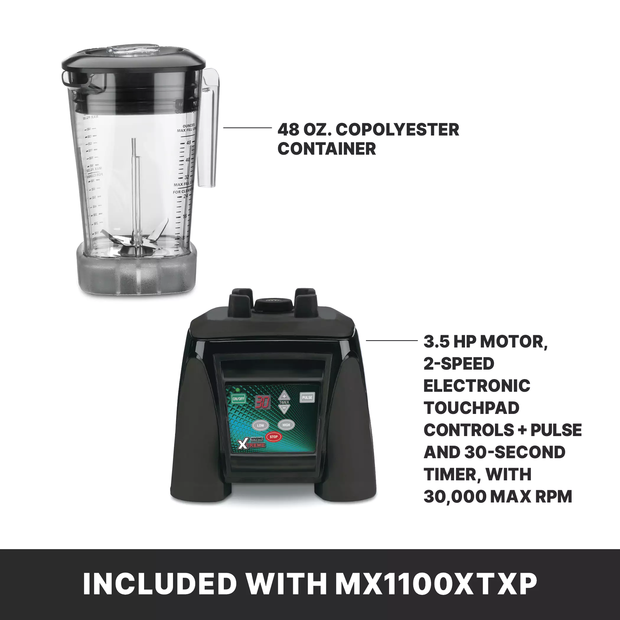 Xtreme Blender with Electronic Touchpad Timer and 48 oz. Copolyester Container